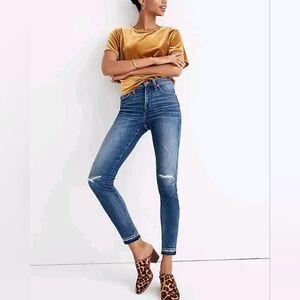 Madewell Womens Size 25 York Wash 9” High Rise Distress Skinny Denim Jeans